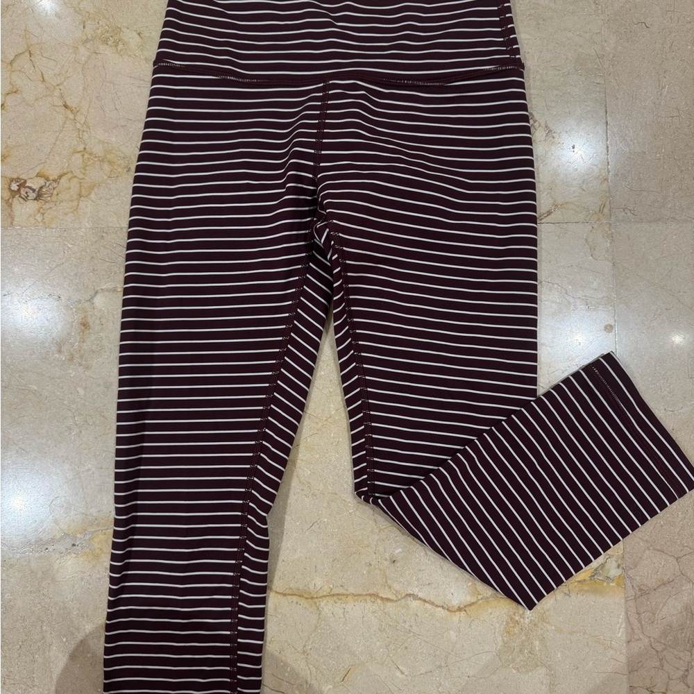 lululemon athletica Purple and White Striped Women’s Leggings